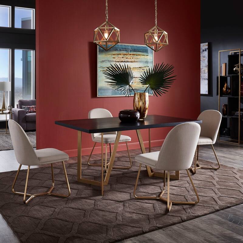 Cheyenne Black and Distressed Gold Finish Dining Set by iNSPIRE Q Modern - 5-Piece Set