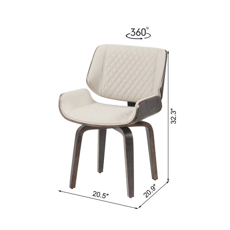 Mid-Century Modern Dining Chair - 360° Swivel(set of 2), PU Leather Upholstery, Ergonomic Design for Kitchen, Office &