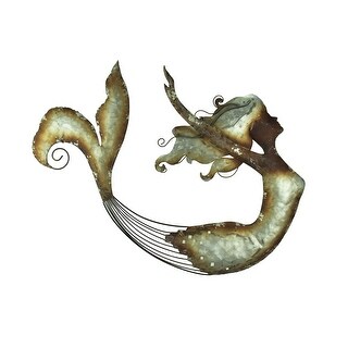 mermaid sculpture metal distressed swimming shy mexico handmade steel