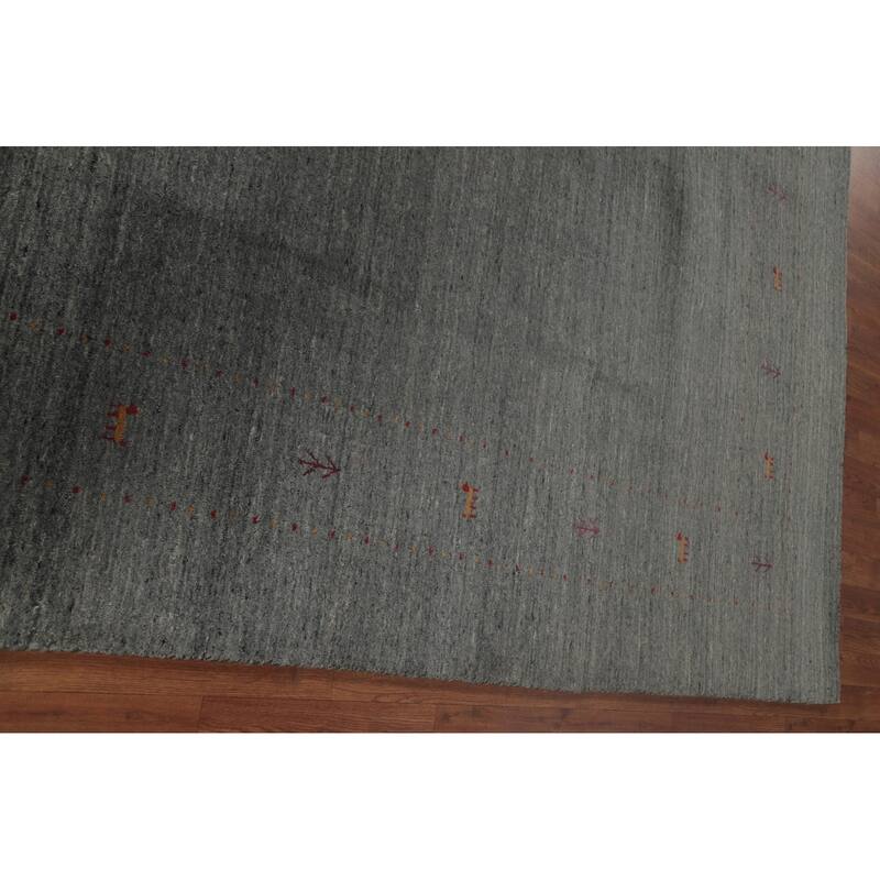 Gray Gabbeh Oriental Area Rug Wool Carpet - 8'0"x 9'8"