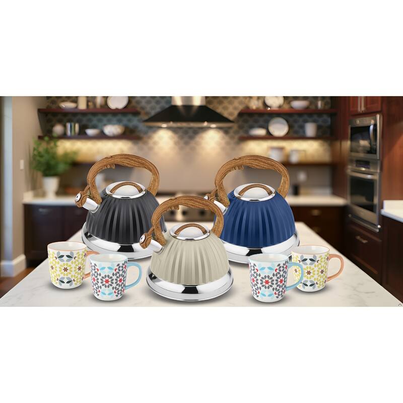 Lorren Home Trends Stovetop Tea Kettle 3L/12 Cups, Whistling Spout.