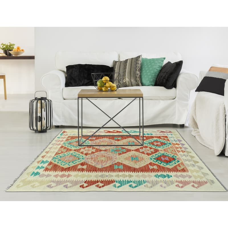 Sun Faded Flatweave Noble Red/Ivory Rug - 3'3" x 5'0"