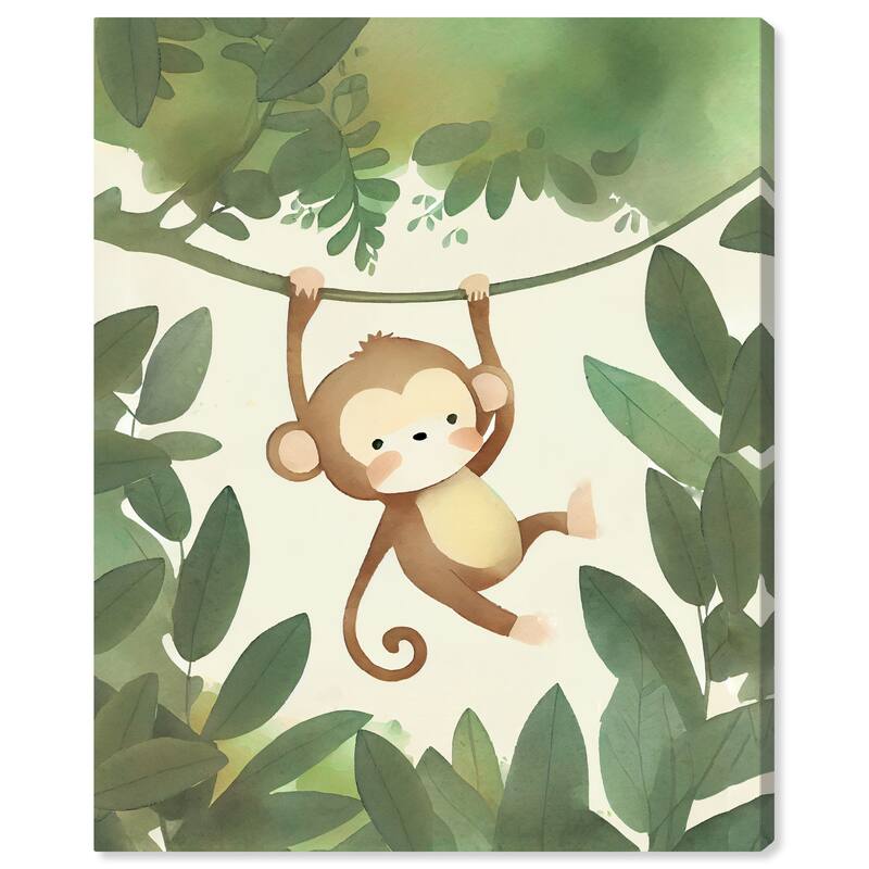 Wynwood Studio Canvas Animals Monkey Jungle Green and Modern & Contemporary Wall Art Canvas Print - Green, Brown