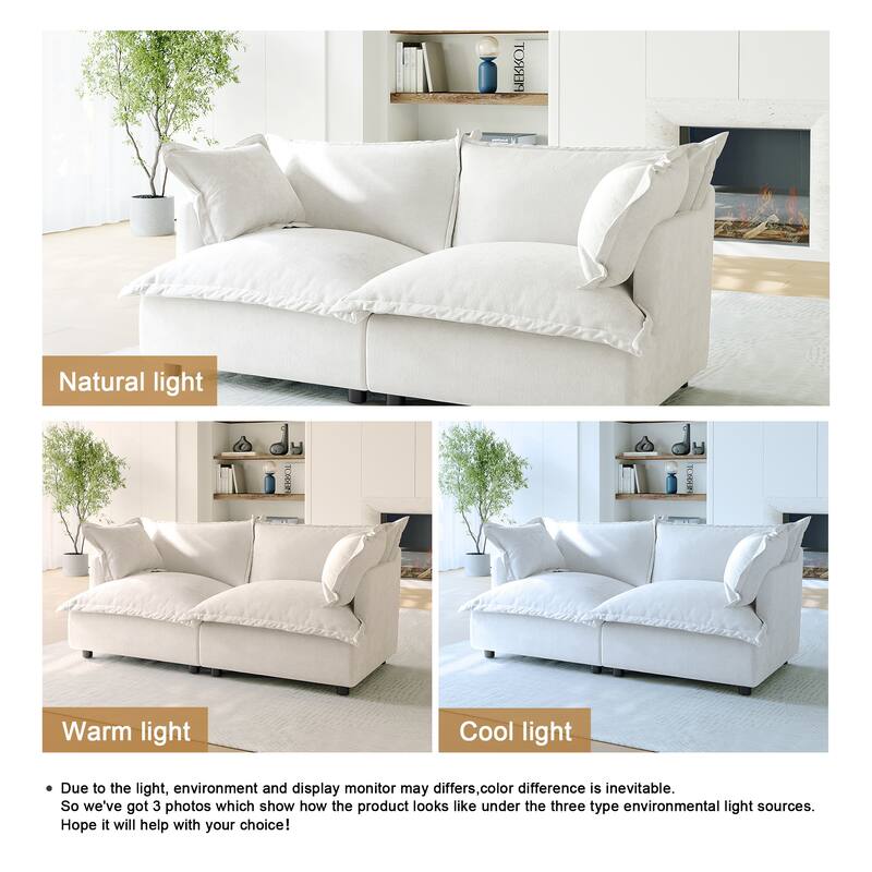 80"W Upholstered Chenille Comfy Cloud Couch Modular Sectional Sofa