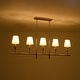 Mid-Century 5-Light Candle White Fabric Linear Island Pendant