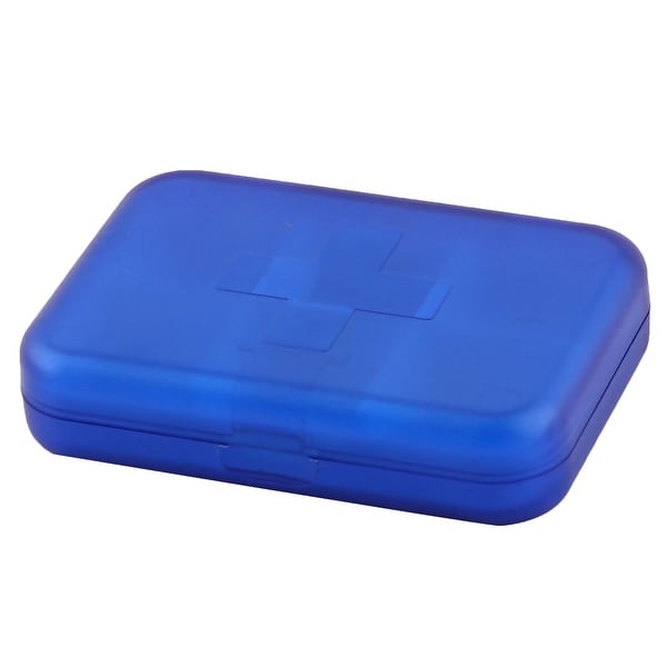 Travel Plastic Square Shaped 6 Compartments Medicinal Pills Box Case Holder Blue