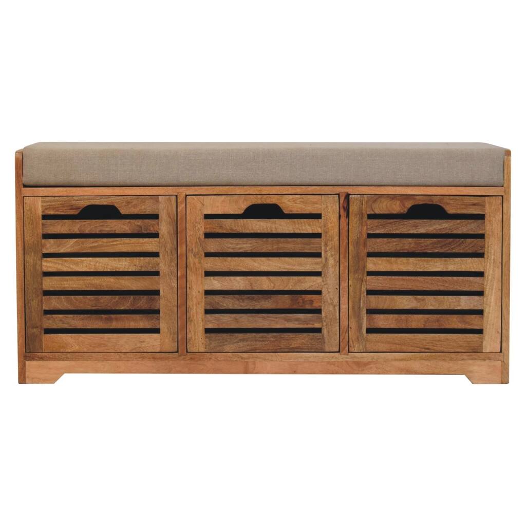 Artisan Furniture Solid Wood Shutter Oak-ish Shoe Bench