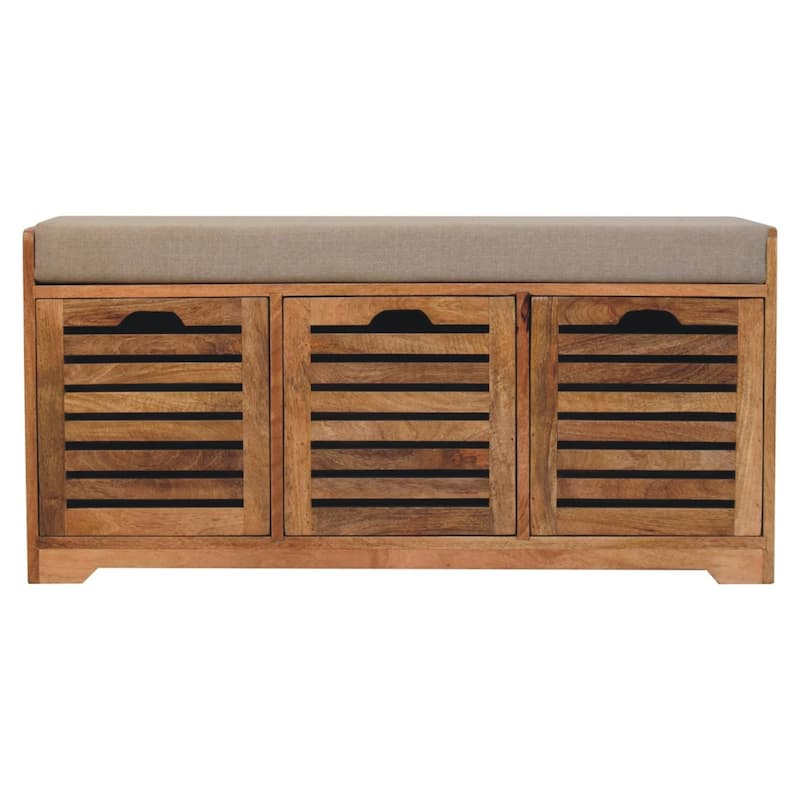 Artisan Furniture Solid Wood Shutter Oak-ish Shoe Bench