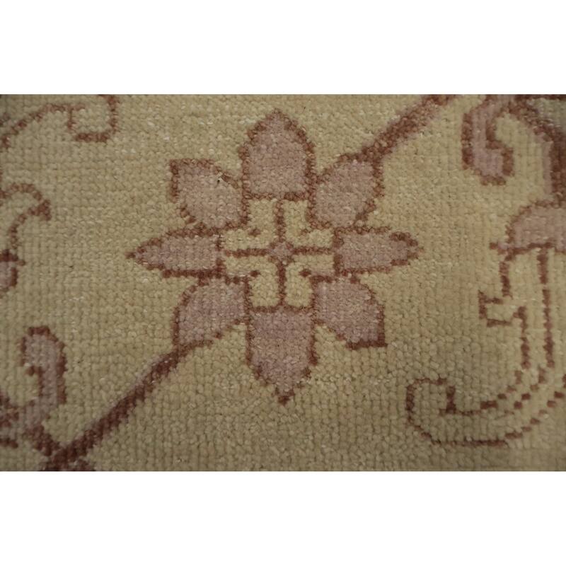 Hand Knotted Oriental 100% Wool Carpet Traditional Floral Beige & Ivories Peshawar Area Rug - 13' 9'' X 9' 9''