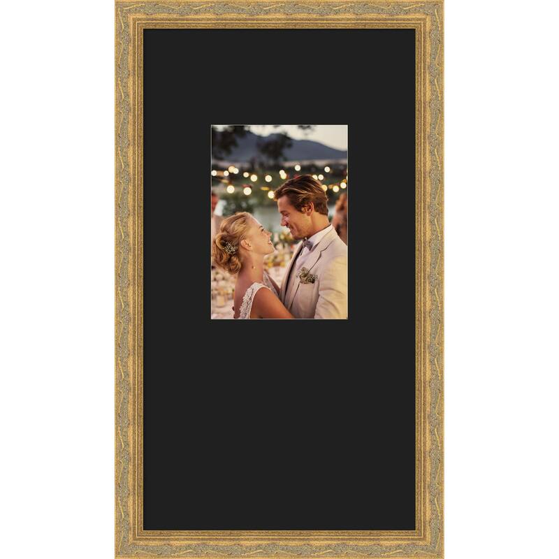 Mila Picture Frame, Photo Frame - 10x18 Matted Black 5x7 - Mila Dark Gold