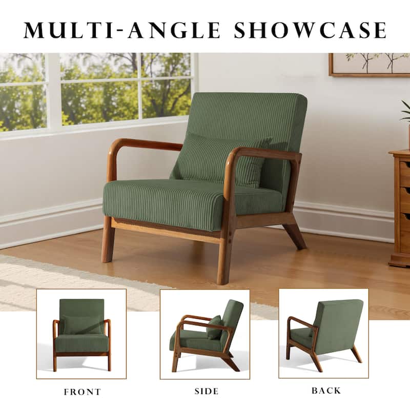 Mid-Century Upholstered Accent Chair with Wood Frame
