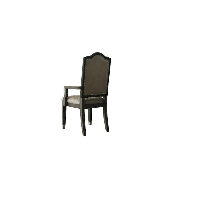 Arm Chair with Fabric Seat and Arched Top, Set of 2, Beige