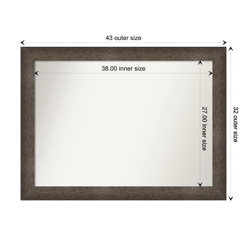 Dappled Non-Beveled Wood Framed Bathroom Vanity Wall Mirror - Dappled Light Bronze - Glass Size 38x27