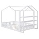 preview thumbnail 5 of 10, White Full Size Wood House Bed with Fence and Storage Shelves