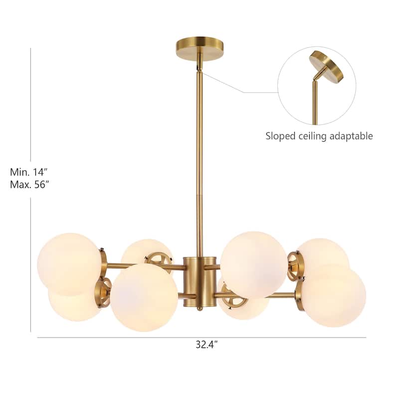 GetLedel 8-Light Dimmable Sputnik Chandelier with Glass Globe Shades