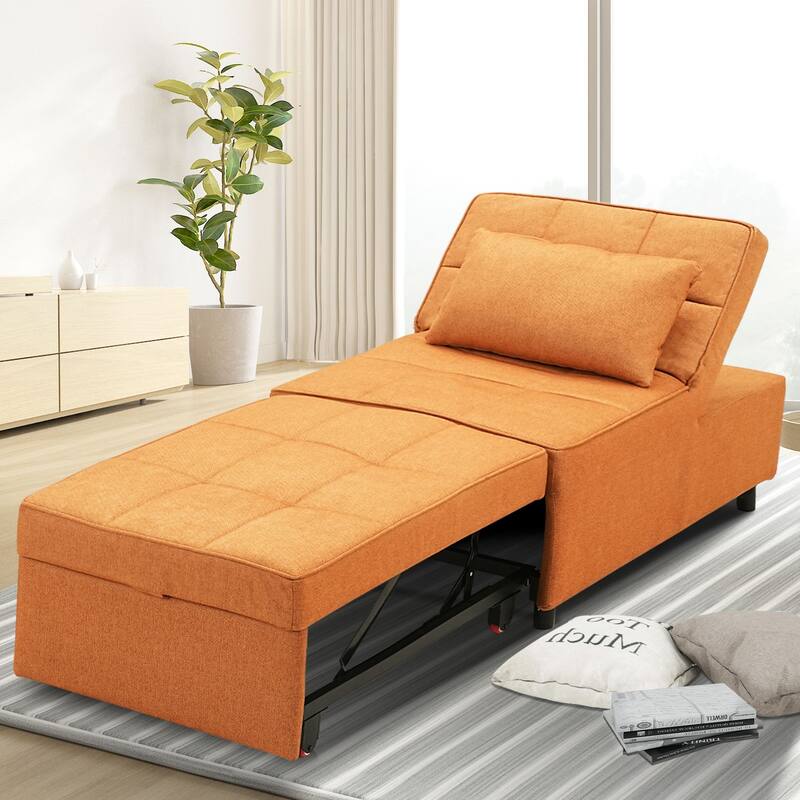 Ainfox Adjustable Sofa Chair Sleeper Sofa Bed Ottoman Couch with Metal Frame