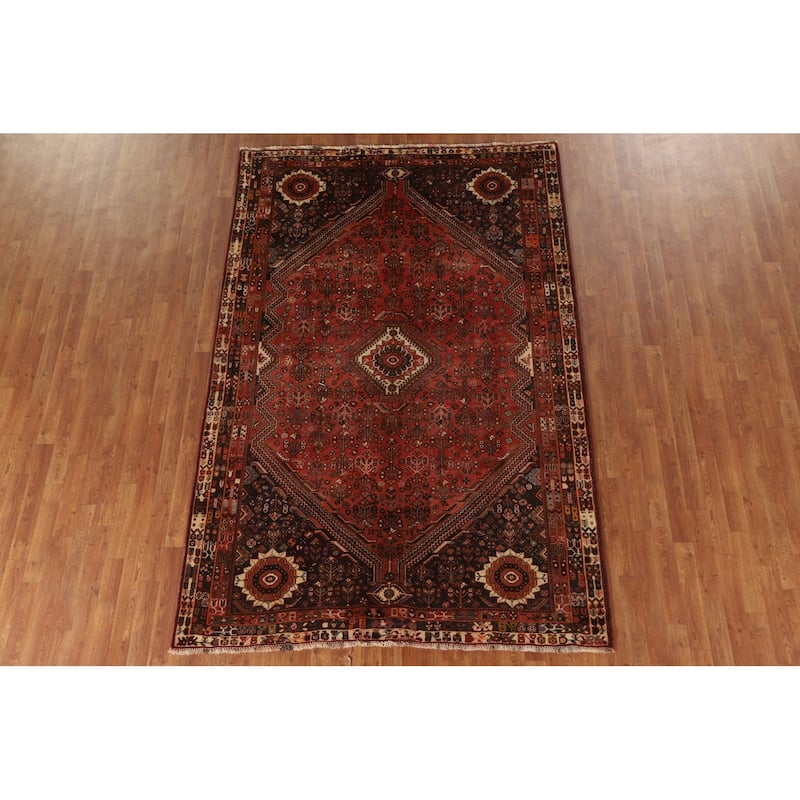 Vegetable Dye Shiraz Persian Vintage Area Rug Handmade Wool Carpet - 5'11"x 9'1"