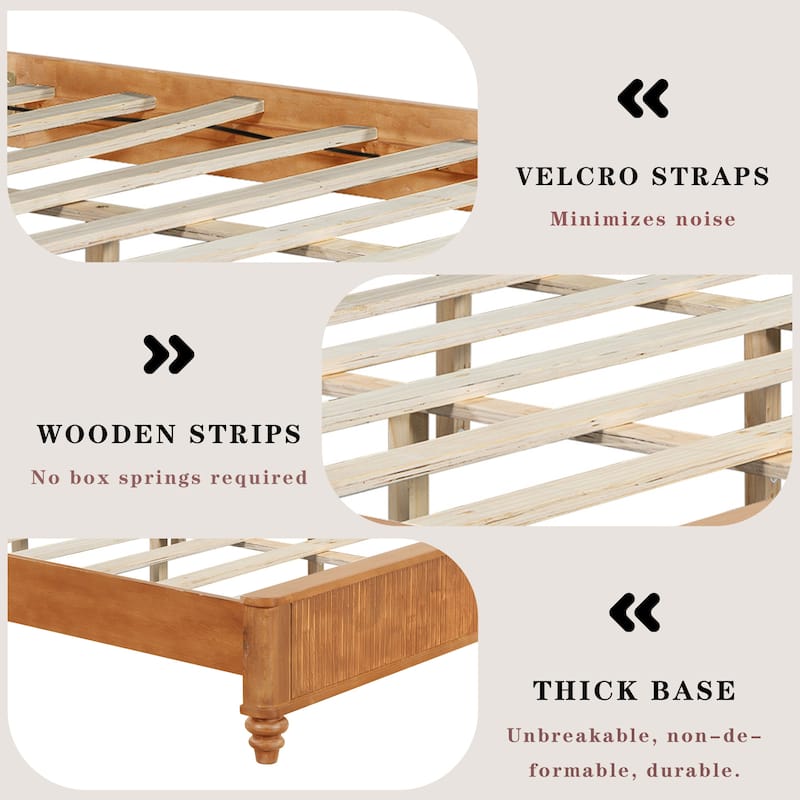 GDFStudio - Harrison Sturdy Solid Wood Bed Frame with Tall Headboard for Elegant Bedrooms