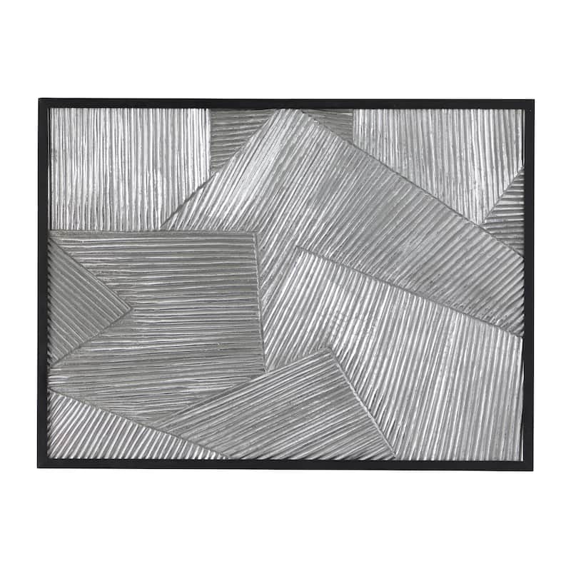 Wood Carved Radial Geometric Wall Decor with Black Frame - Silver or Gold