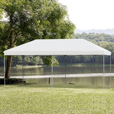 Outsunny 10' x 20' Heavy Duty Pop Up Canopy with Durable Steel Frame, 3-Level Adjustable Height and Storage Bag, Party Tent