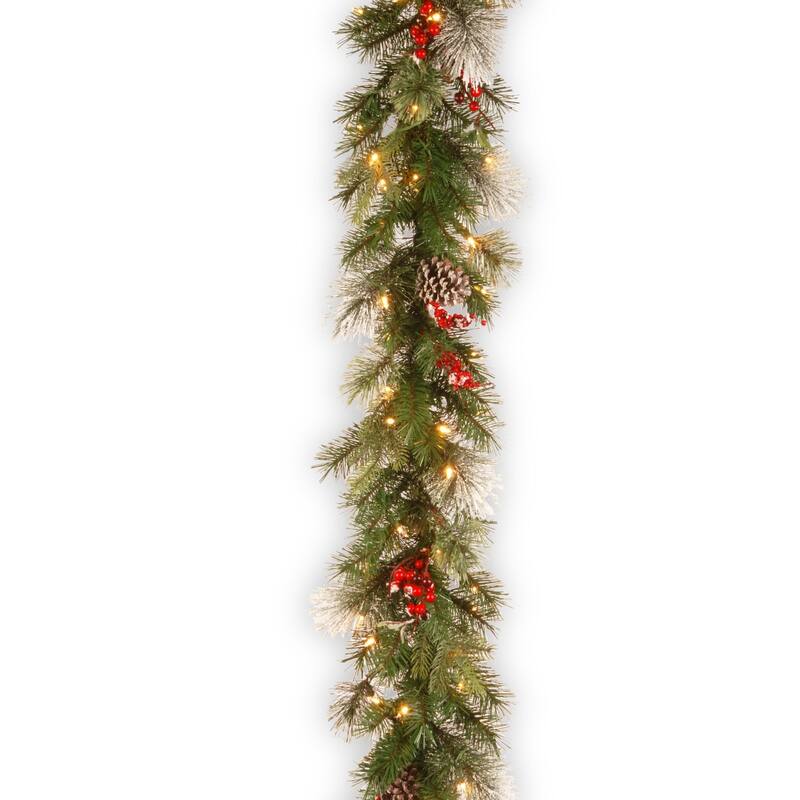 9' x 12" Wintry Berry Artificial Christmas Garland Clear Lights