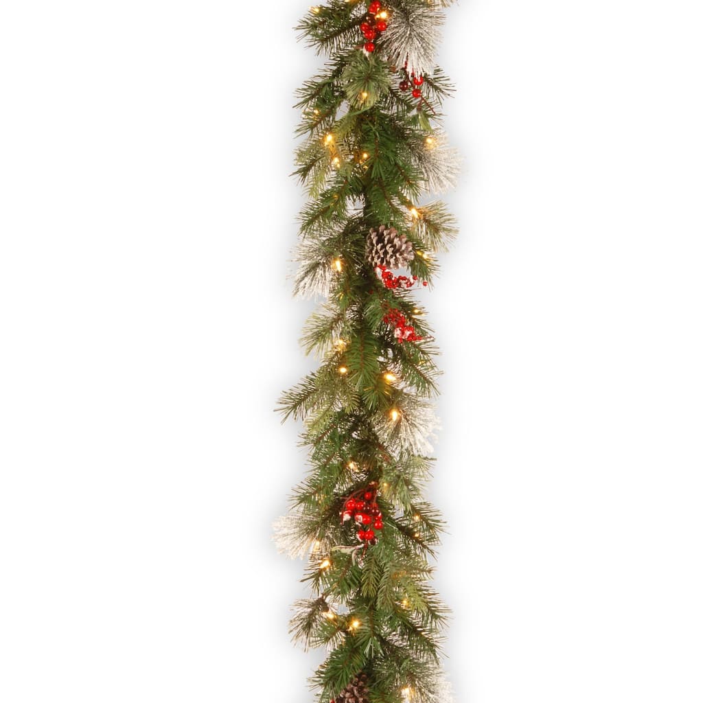 9' x 12" Wintry Berry Artificial Christmas Garland Clear Lights