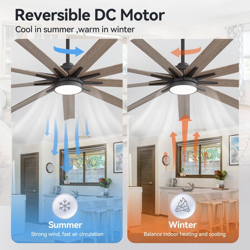 65" Modern Integrated LED Ceiling Fan with Light and Remote