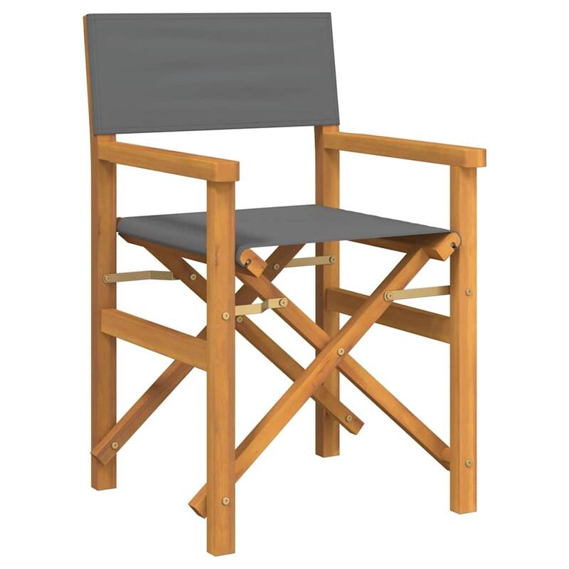 vidaXL Director's Chair Set of 2 Grey Teak wood and polyester Medium - 21.5 x 22.4 x 33.5 in