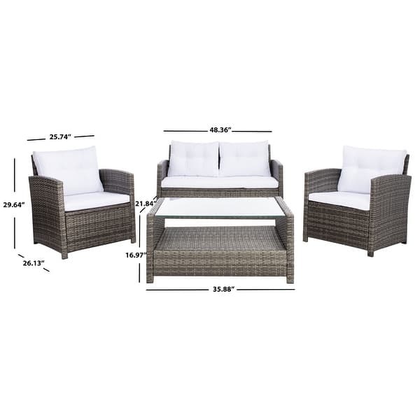 dimension image slide 0 of 4, SAFAVIEH Outdoor Vellor 4-Piece Conversation Patio Set.