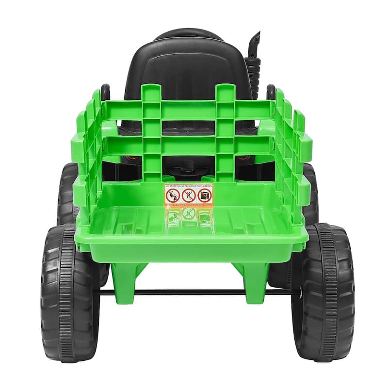 12V Kids Ride On Tractor with Trailer Remote Control Electric Vehicle - 53.9 x 19.7 x 20.7 in