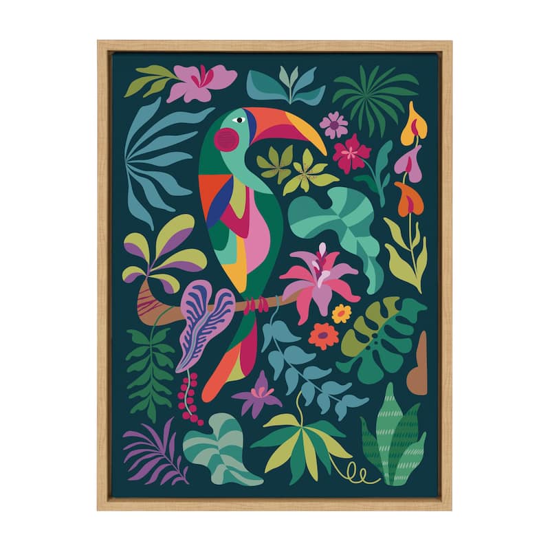 Kate and Laurel Sylvie Tropical Toucan Framed Canvas by Rachel Lee