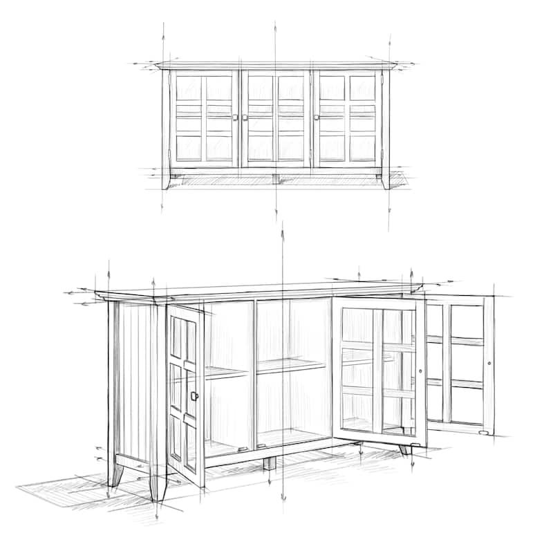 WYNDENHALL Normandy SOLID WOOD 62 inch Wide Transitional Wide Storage Cabinet - 62"w x 18"d x 34" h