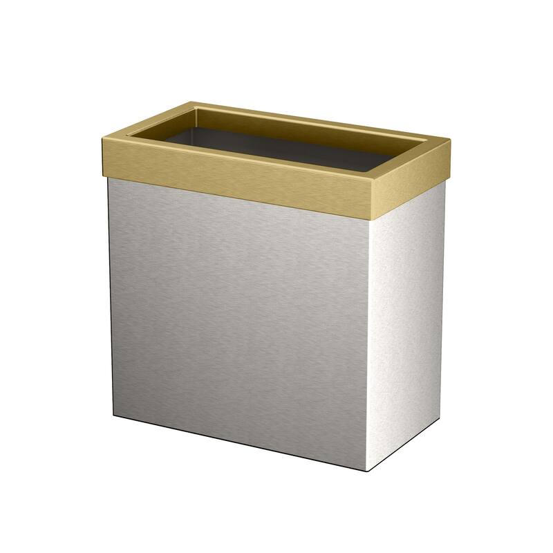 Gatco 11-1/4" Stainless Steel Rectangular Waste Basket - Satin Nickel / Brushed Brass