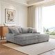 preview thumbnail 25 of 116, Modular Armchair and Ottoman Set with Adjustable Headrest, Flannel Upholstery Light Grey - Symmetrical