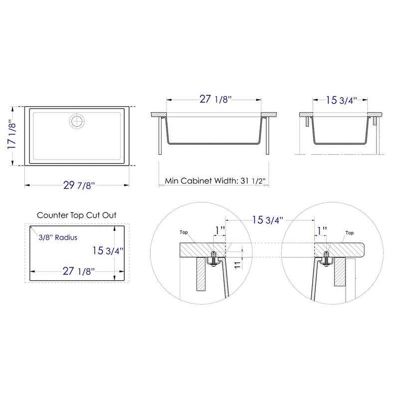 Alfi White Granite Composite 30-inch Undermount Single Bowl Kitchen Sink