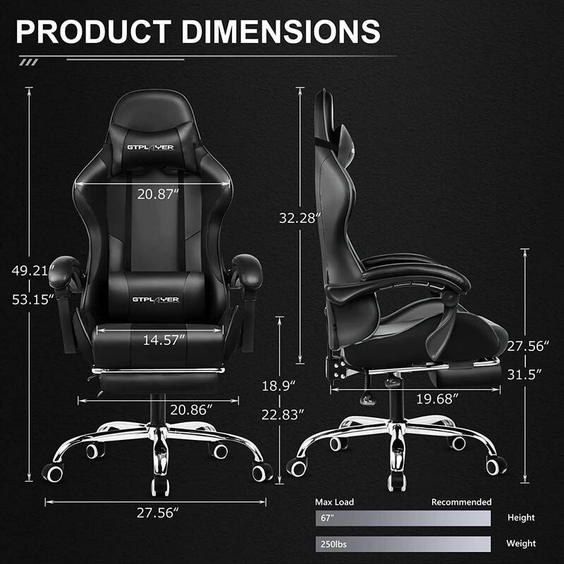 Lucklife Gaming Chair Computer Chair with Footrest and Lumbar Support for Office or Gaming