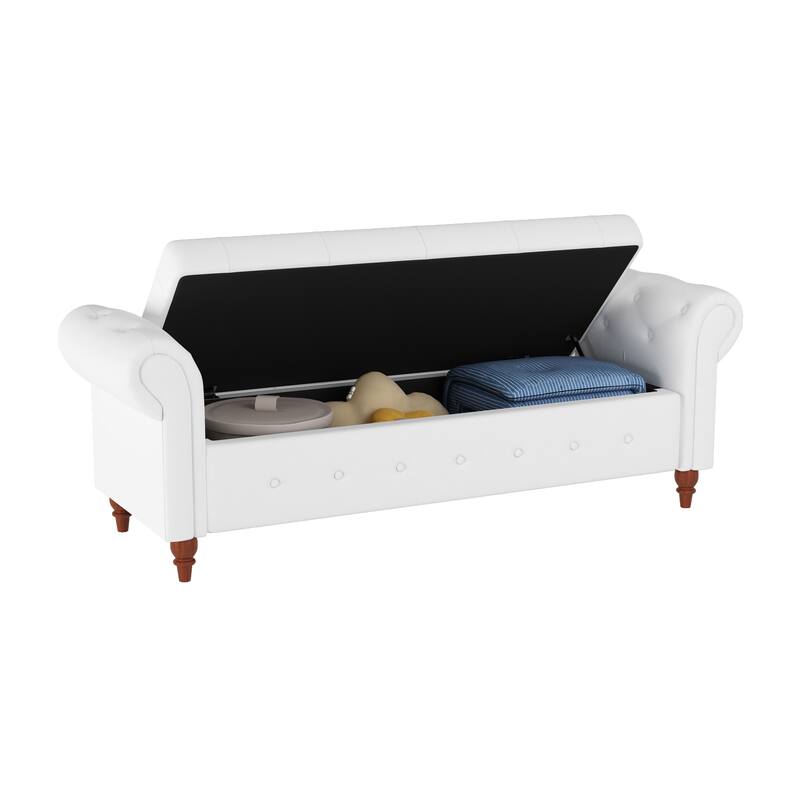 63" Bed Bench Entryway Storage Bench for Living Room Bedroom