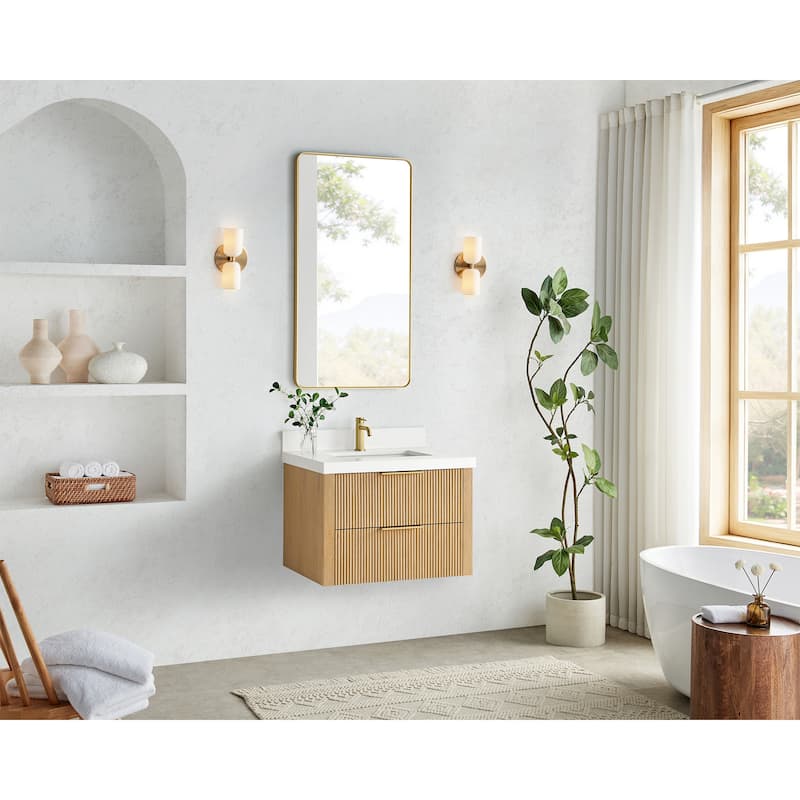 Barcelona Floating Bath Vanity with Quartz Stone Top without Mirror