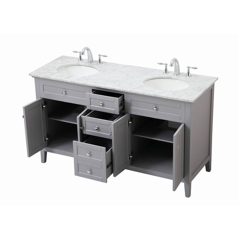 Modern 60" Double Bathroom Vanity Set