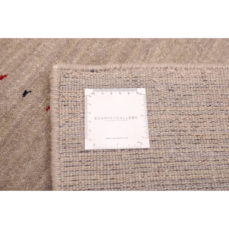 ECARPETGALLERY Hand Loomed Kashkuli Gabbeh Light Grey Wool Rug - 5'0 x 8'0