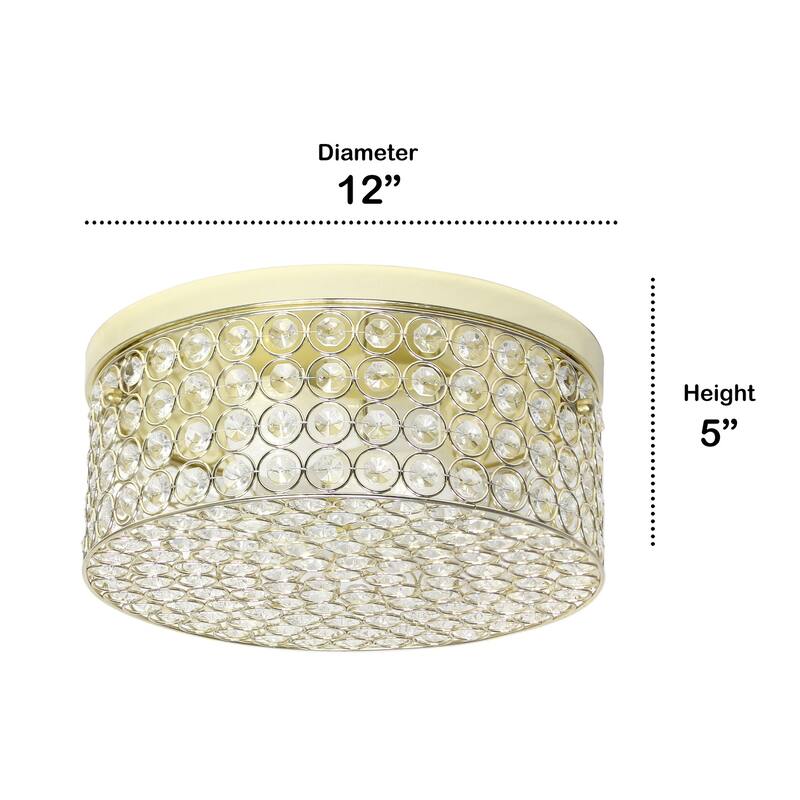 Round Flush Mount Light Fixture 12 Inch, 2 Light Gold Ceiling Light for Hallway