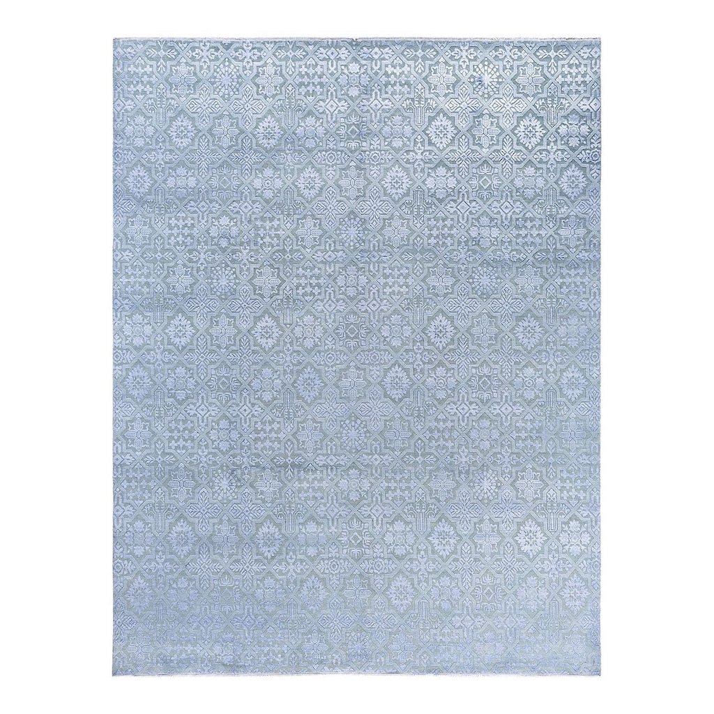Ikat One-of-a-Kind Hand-Knotted Area Rug, Blue - 8' 0" x 10' 2"
