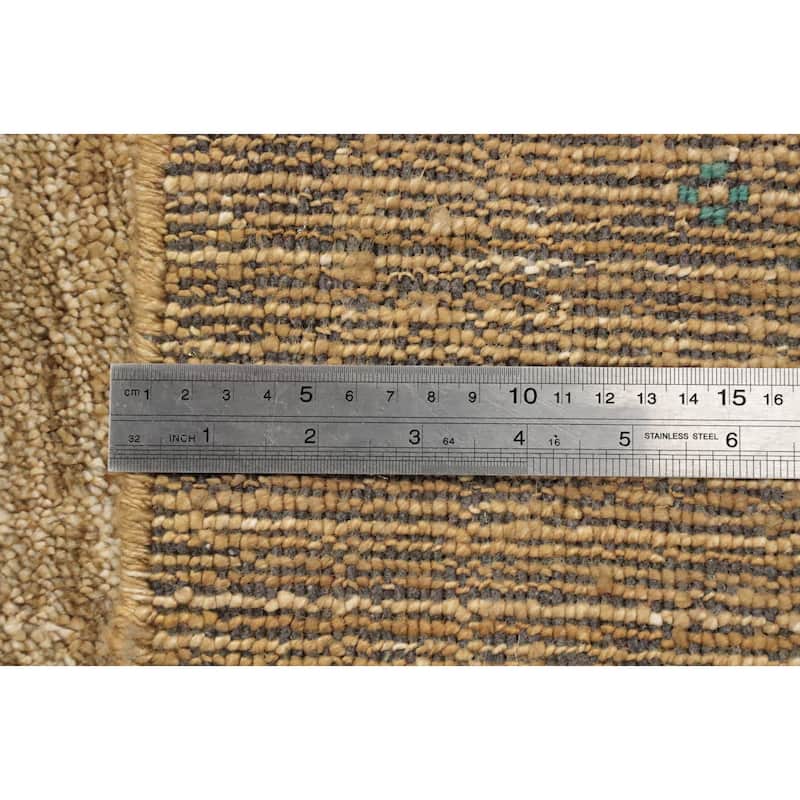 Hand Knotted Oriental Viscose Silk Carpet Tribal Animal Pictorial Yellow & Gold Gabbeh Area Rug - 11' 11'' X 9' 1''