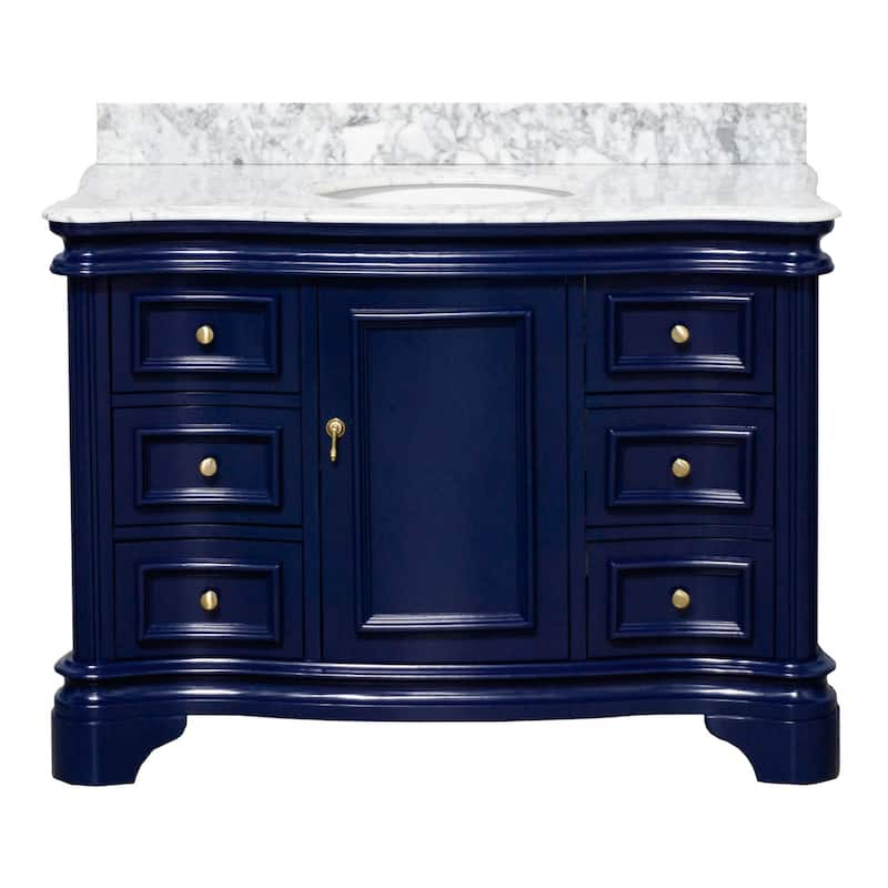 KitchenBathCollection Katherine 48" Bathroom Vanity with Carrara Marble Top