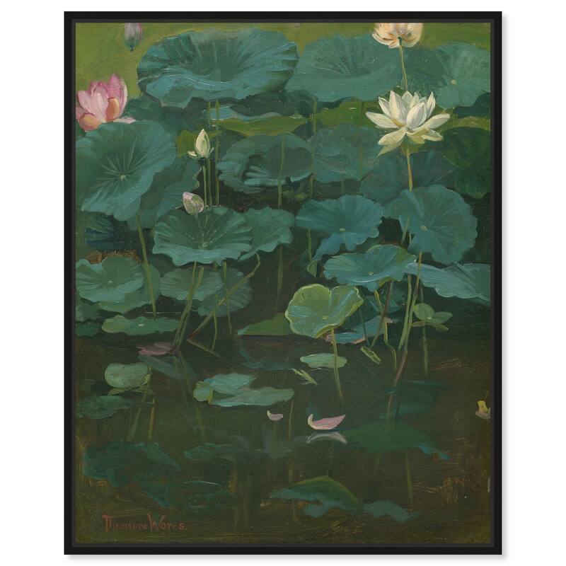 Theodore Wores Lotus Canvas by Art Remedy - Black - 24" x 30"
