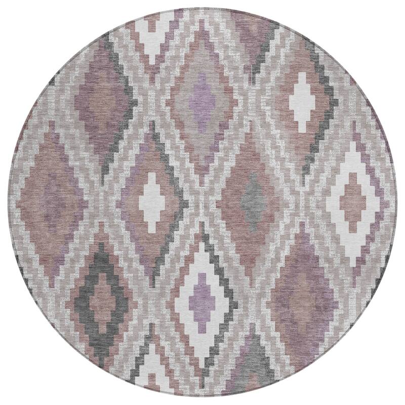 Machine Washable Indoor/ Outdoor Global Geo Chantille Rug