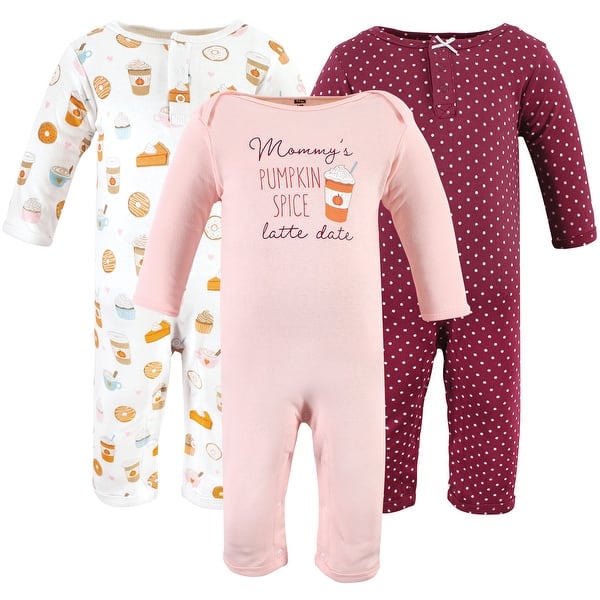 slide 1 of 1, Hudson Baby Infant Girls Cotton Coveralls, Pumpkin Spice Date 0 - 3 Months - Pink