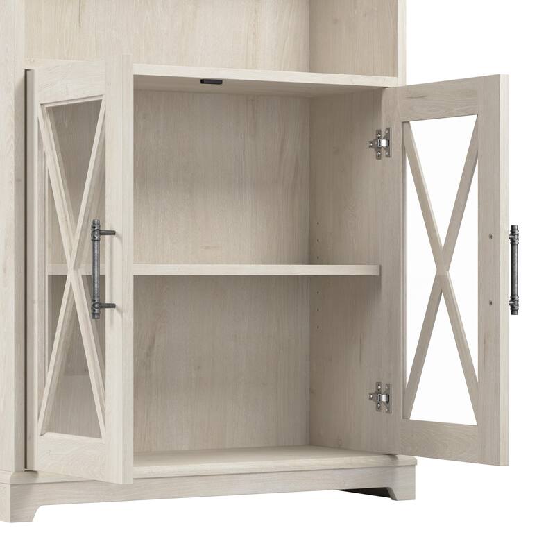 Lennox 5 Shelf Bookcase with Glass Doors - Set of 2 by Bush Furniture