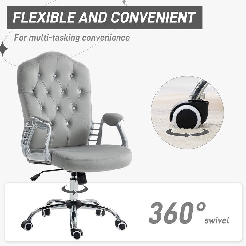 Vinsetto Home Office Chair, Computer Chair, Button Tufted Desk Chair with Swivel Wheels, Adjustable Height, and Tilt Function