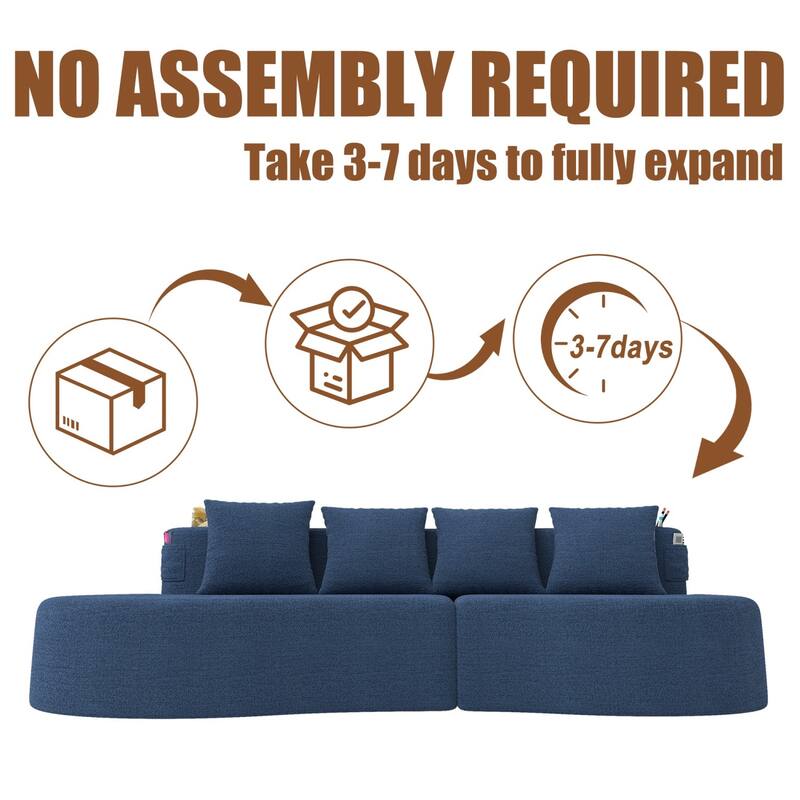 94.49" Chenille Curved Sectional Sofa with Pillows, No Assembly Required